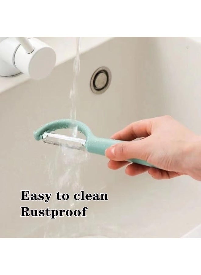 مقشرة خضراوات وفواكه دوارة مريحة - شفرة حادة من الفولاذ المقاوم للصدأ لتقشير سلس للبطاطس والتفاح والجزر والخيار، أداة مطبخ مقاومة للصدأ وسهلة التنظيف - Image 4